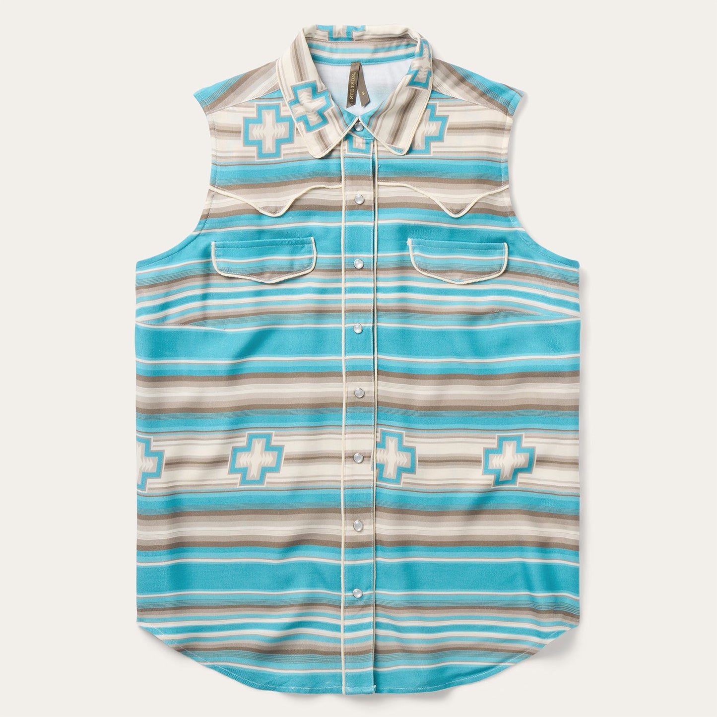 Stetson Turquoise Serape Print Sleeveless Shirt