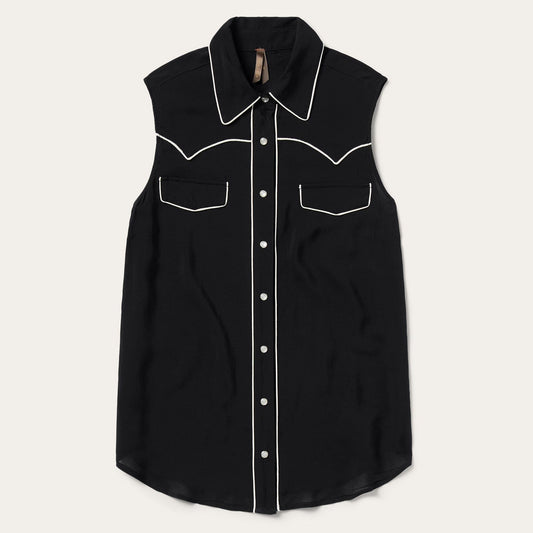 Stetson Black Sleeveless Western Shirt