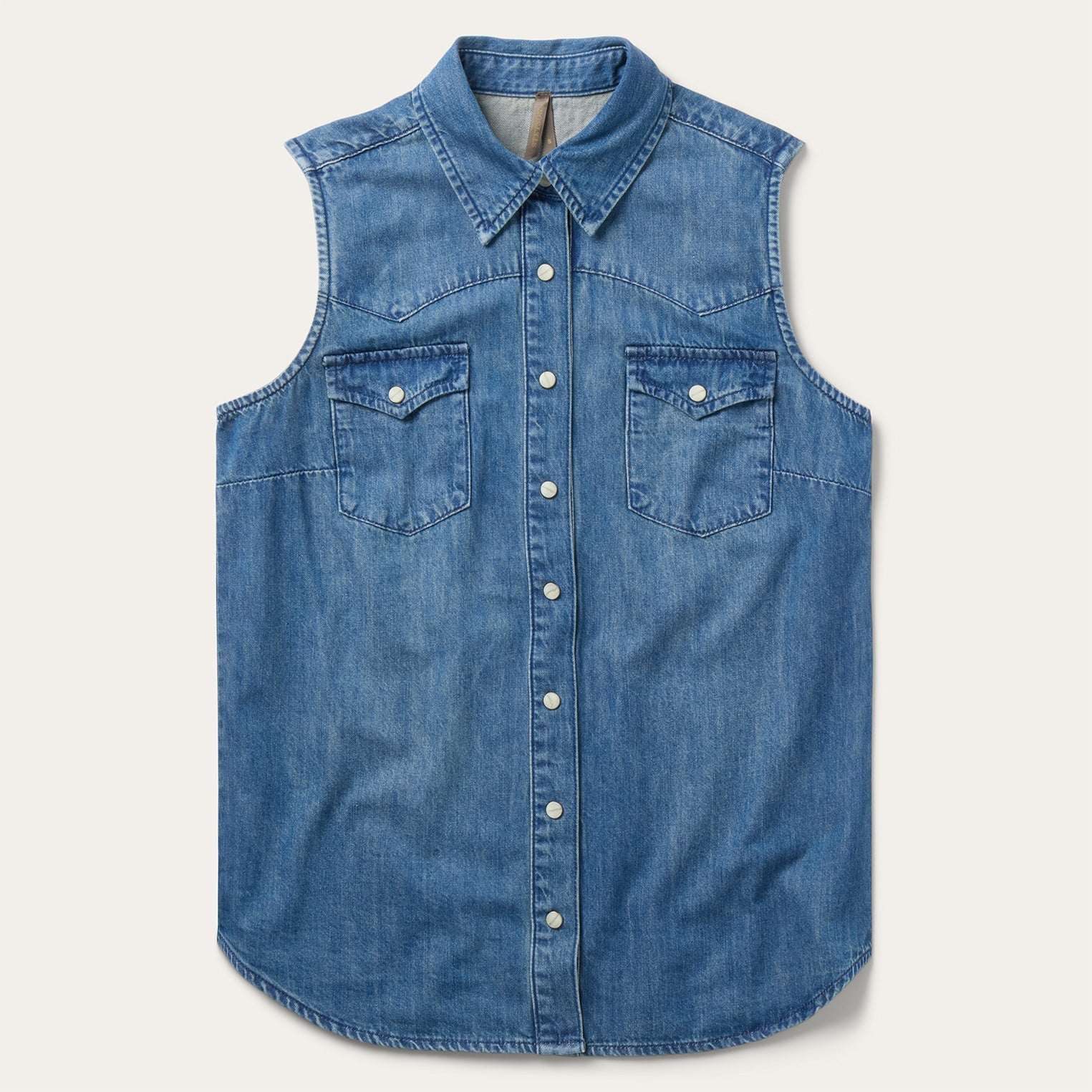 Stetson Embroidered Sleeveless Denim Shirt