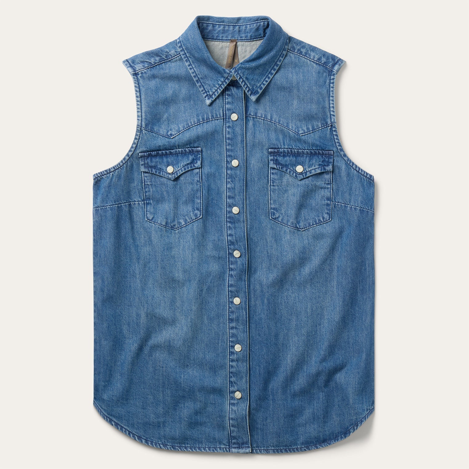 Stetson Embroidered Sleeveless Denim Shirt