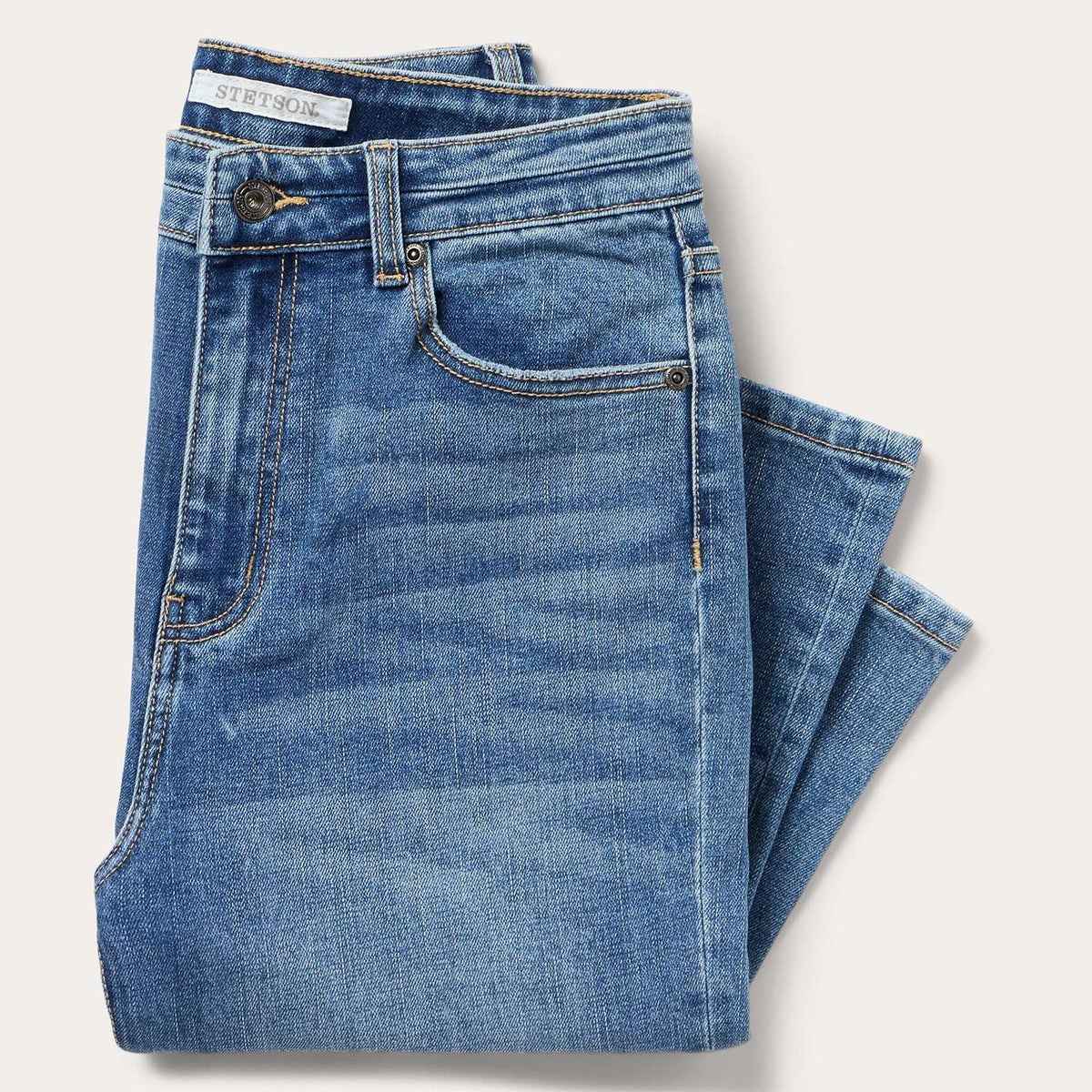 Stetson 915 High-Rise Straight Fit Jeans Blue Medium Wash - Blue Medium Wash