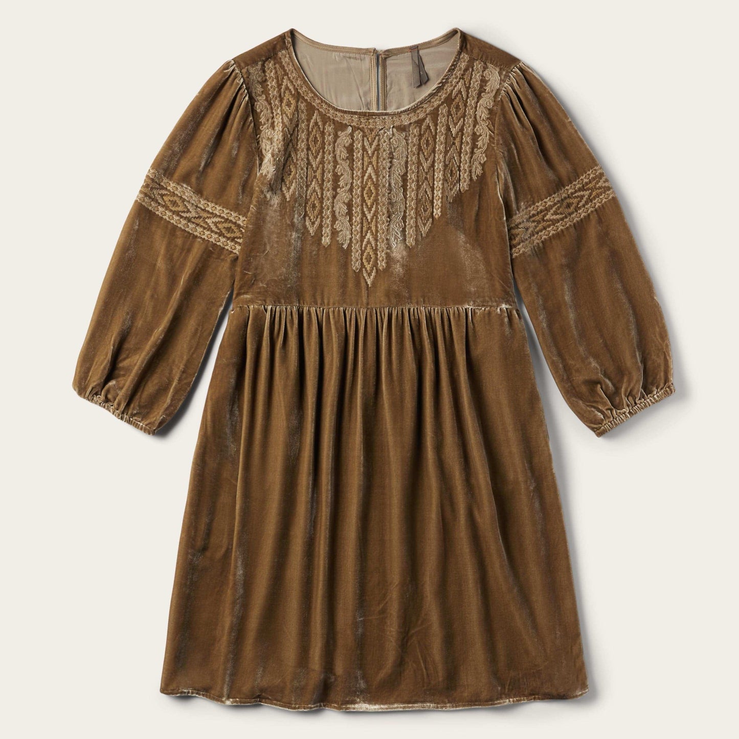 Stetson Khaki Velvet Babydoll Dress - Stetson - Flyclothing LLC