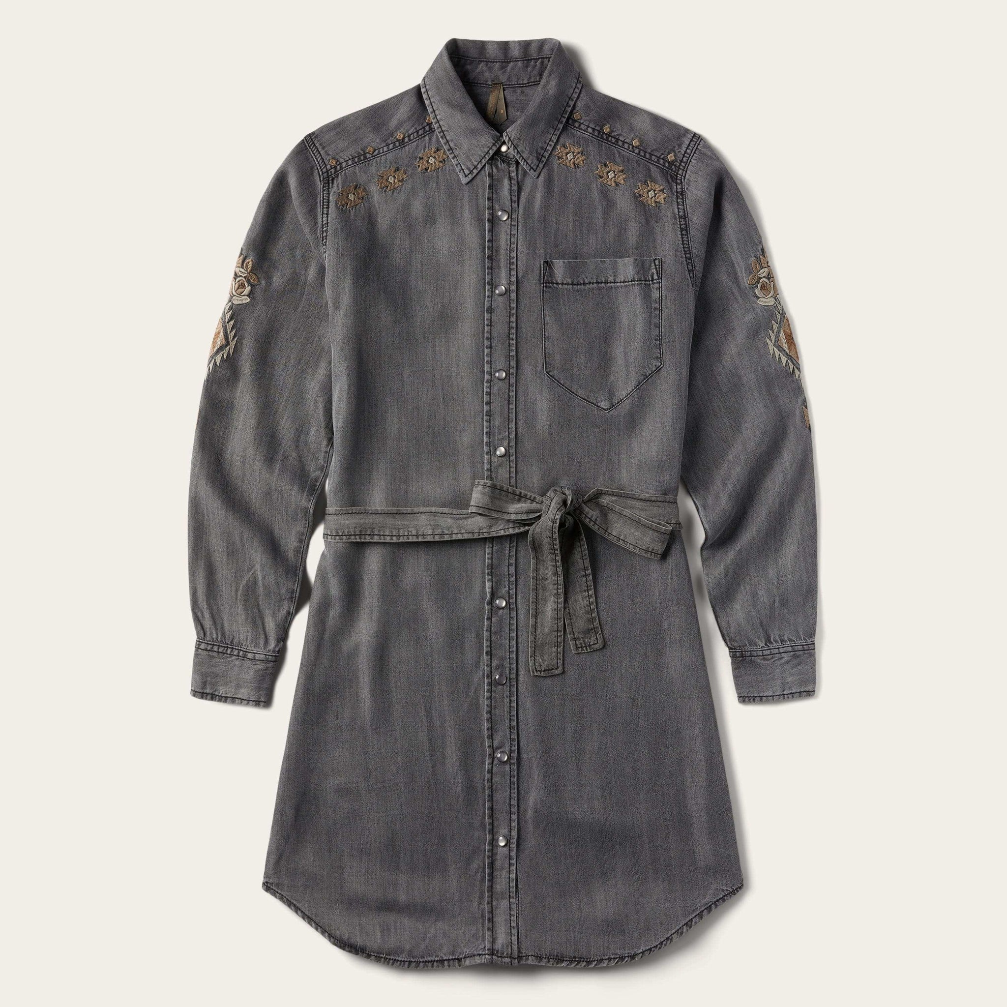 Stetson Embroidered Snap Front Shirt Dress - Stetson - Flyclothing LLC