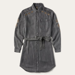 Stetson Embroidered Snap Front Shirt Dress