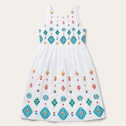 Stetson Bright Schiffli Embroidered White Cotton Lawn Dress