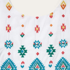 Stetson Bright Schiffli Embroidered White Cotton Lawn Dress