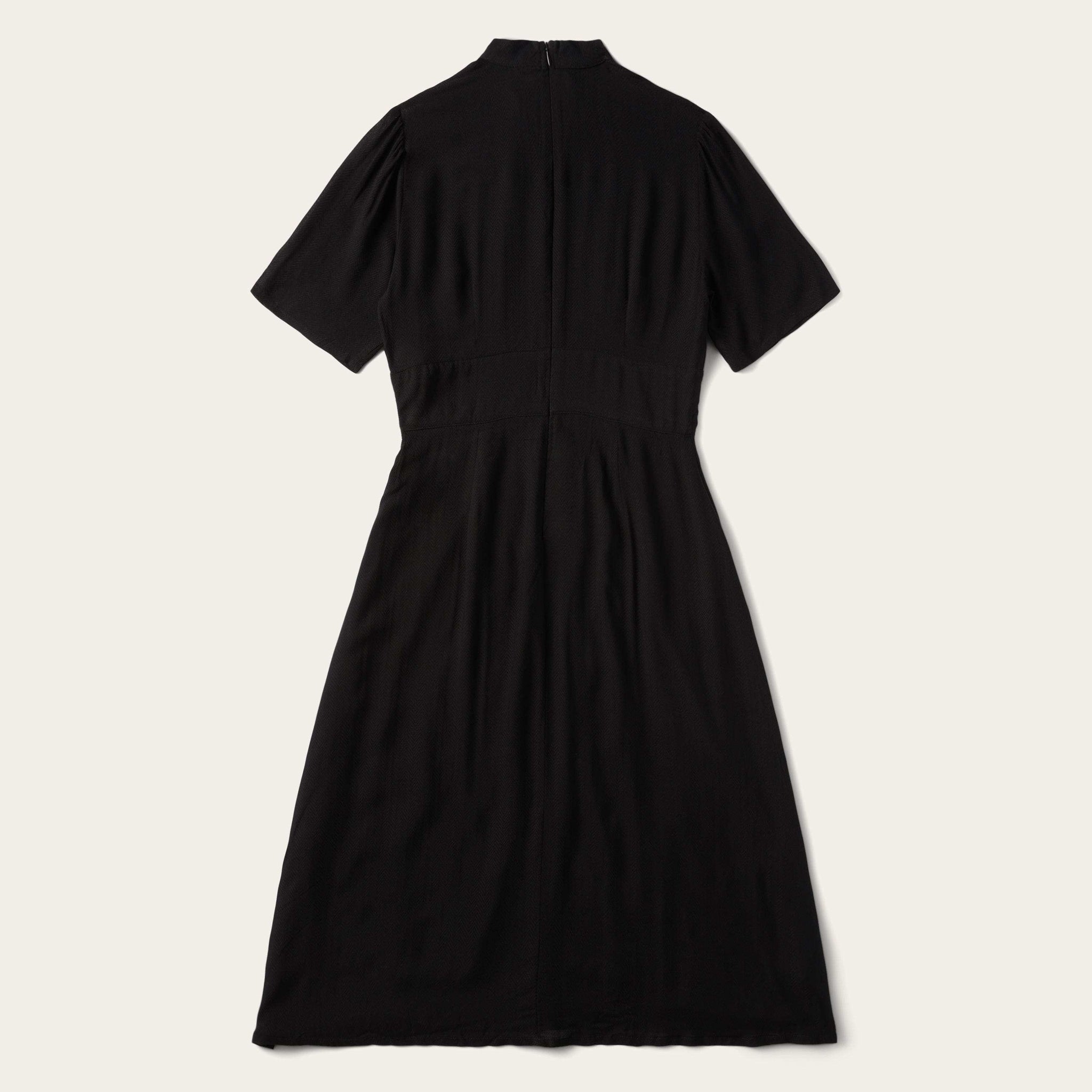 Stetson Black Herringbone Twill Midi Dress - Stetson - Flyclothing LLC