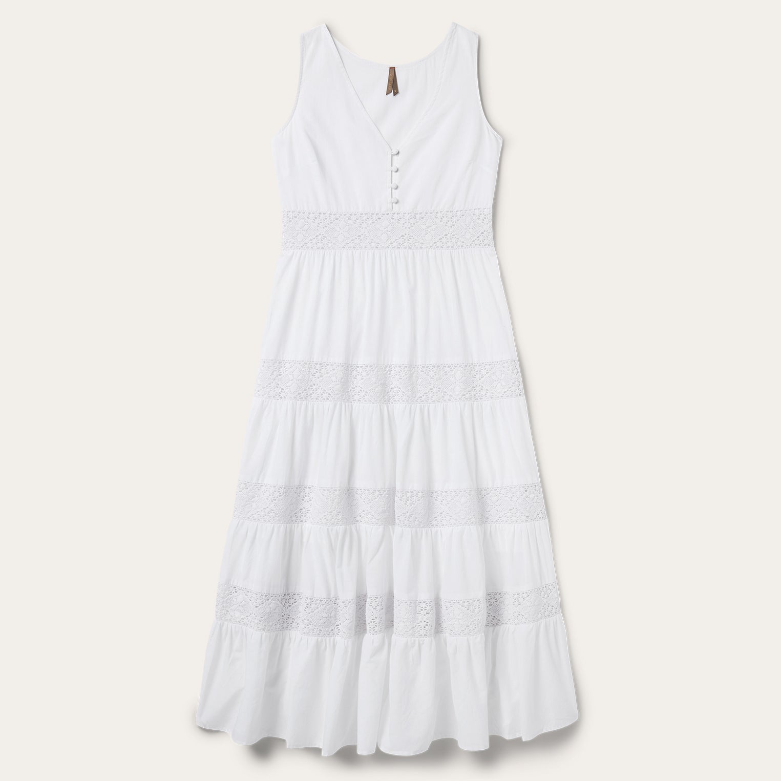 Stetson White Cotton Lawn Sleeveless Dress