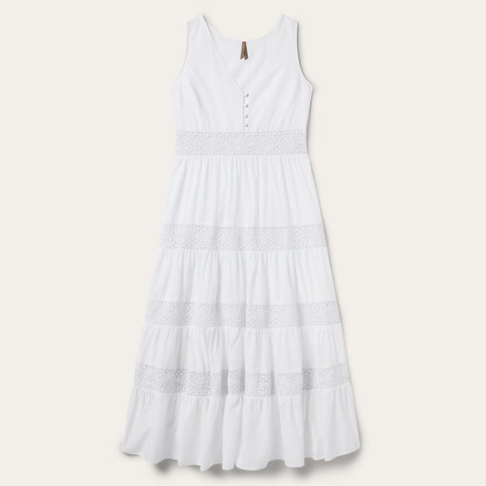 Stetson White Cotton Lawn Sleeveless Dress