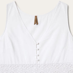 Stetson White Cotton Lawn Sleeveless Dress