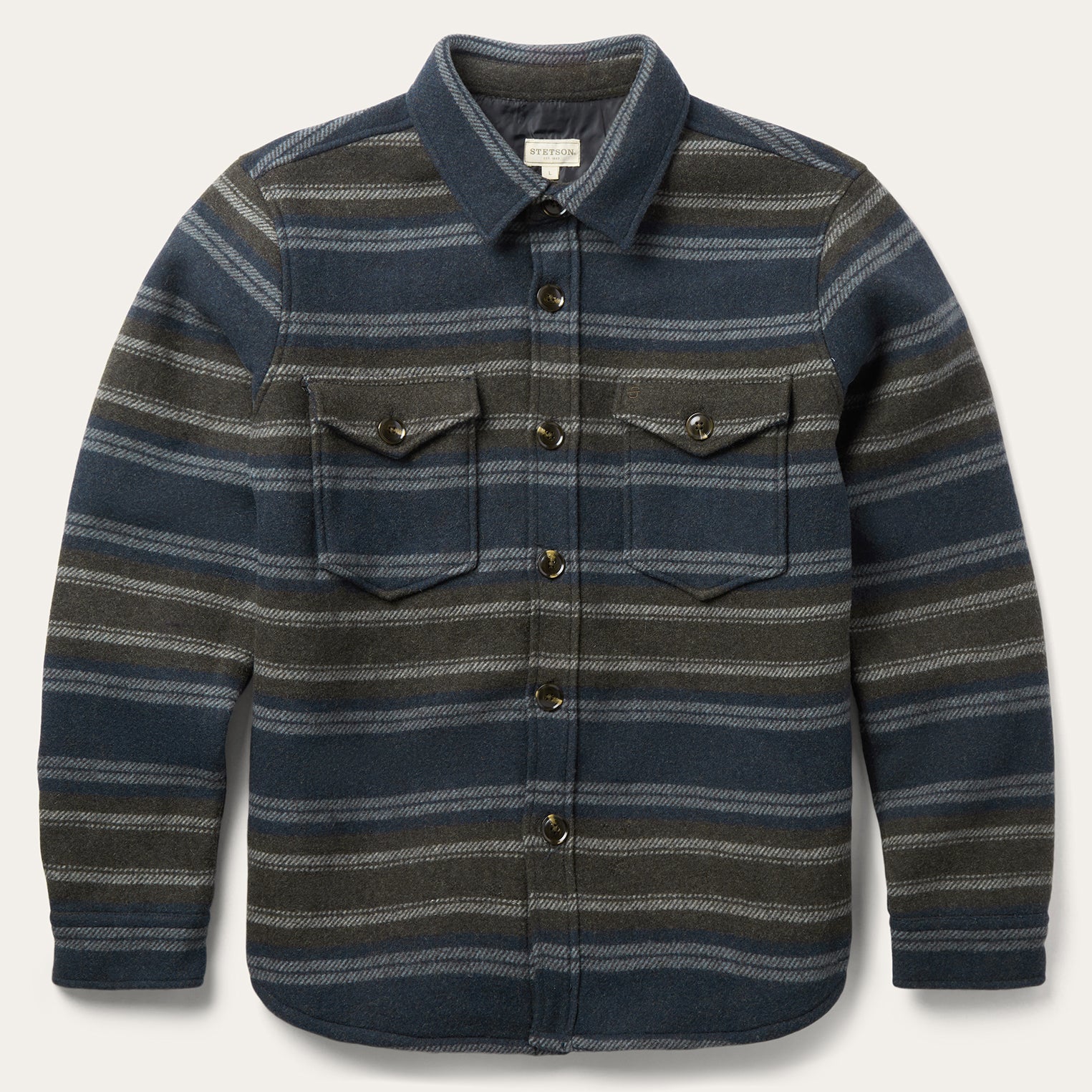 Stetson Wool Blend Stripe Shirt Jacket