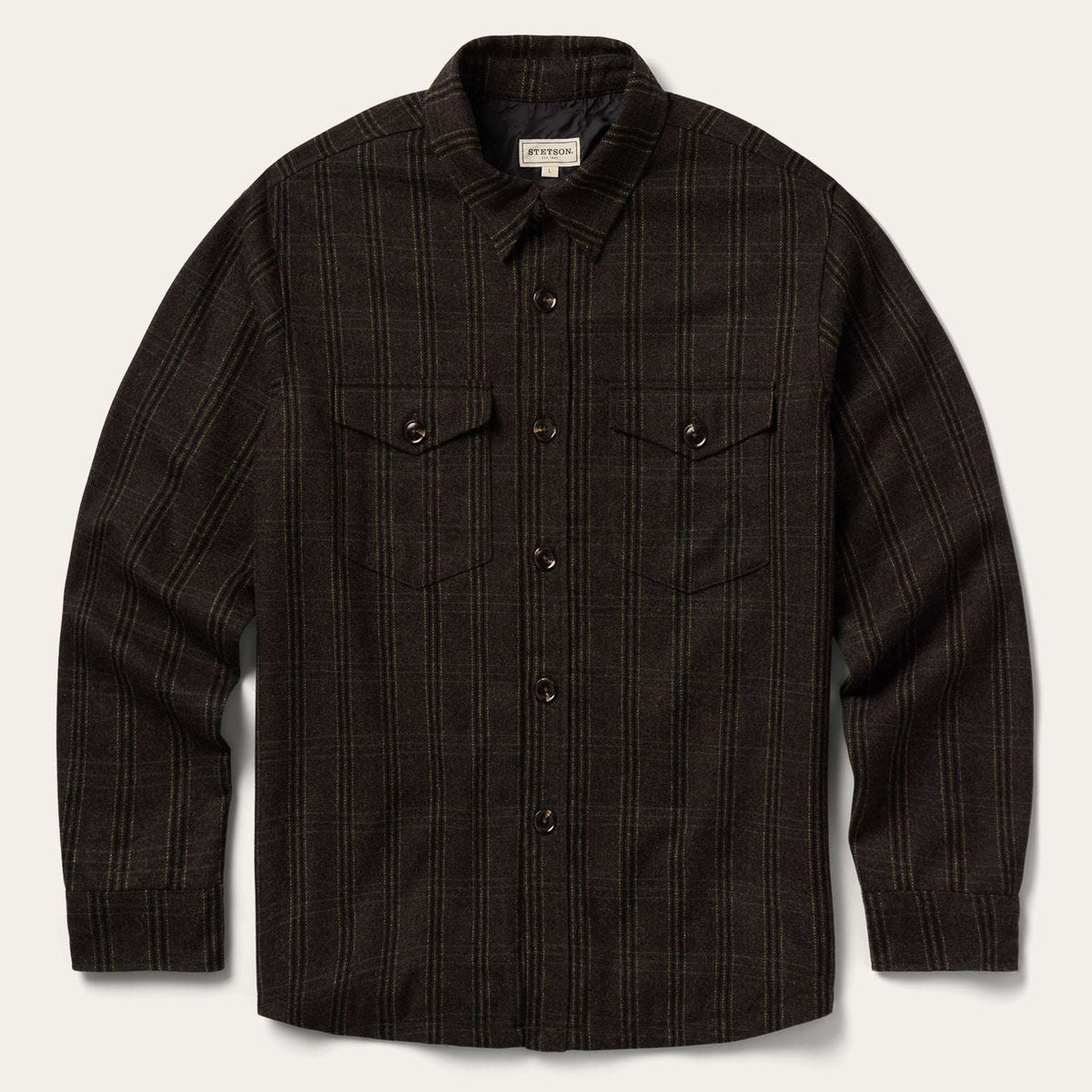 Stetson Western Plaid Shirt Jacket - Dark Brown