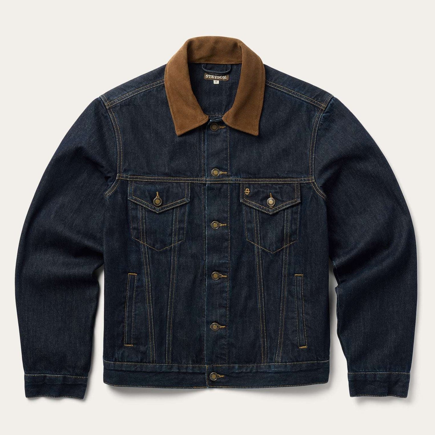 Stetson Suede Collar Raw Denim Jacket