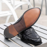 11-119-BKM (BLK) TUSCANY Crocodile Penny Loafer, Black - Zelli Italia - Flyclothing LLC