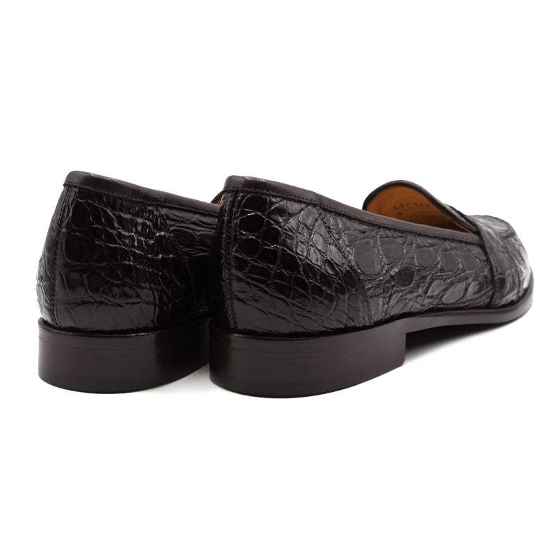 11-119-NIC TUSCANY Crocodile Penny Loafer, Nicotine - Zelli Italia - Flyclothing LLC
