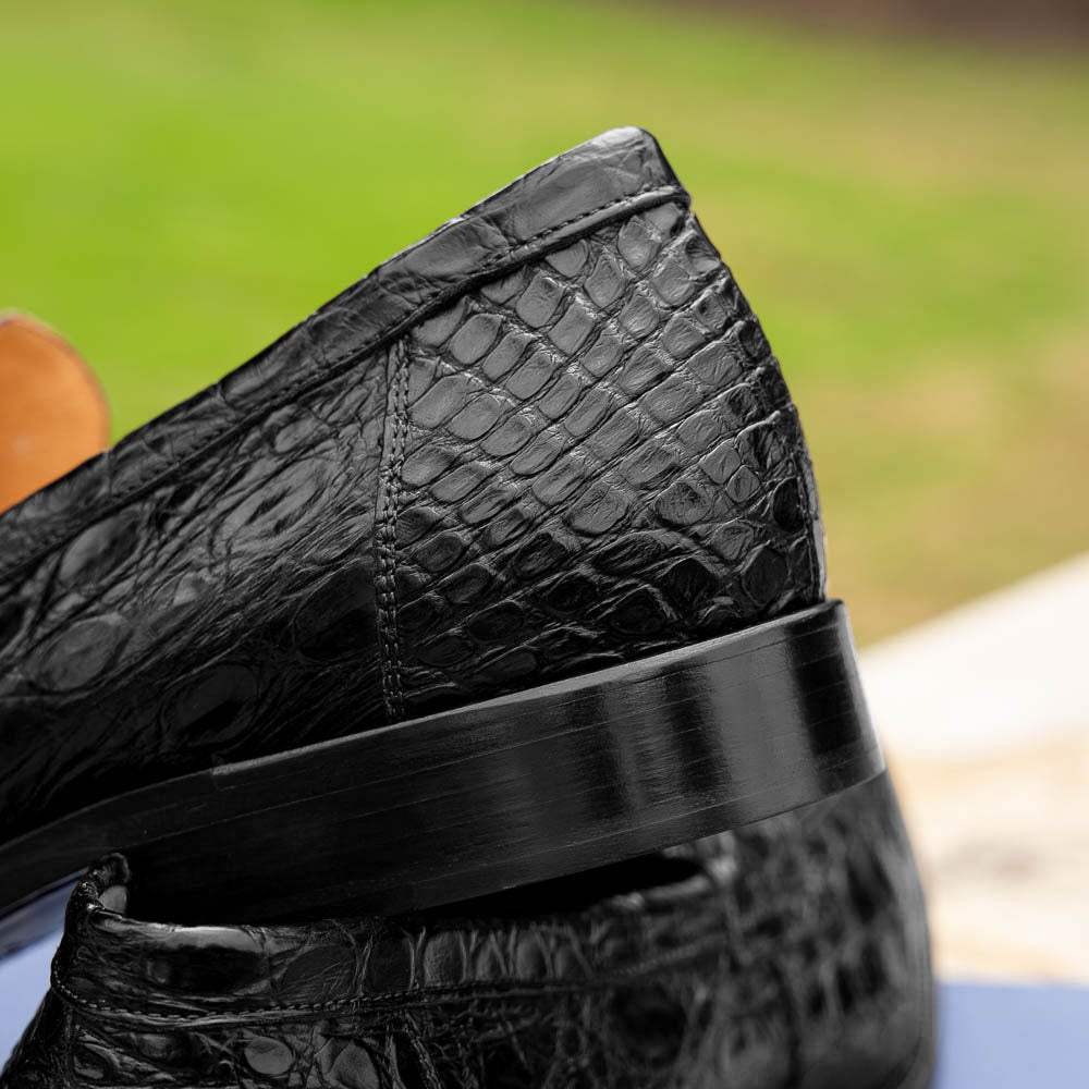 11-201-BKM ROMA Crocodile Penny Loafer, Black - Zelli Italia - Flyclothing LLC