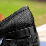 11-201-BKM ROMA Crocodile Penny Loafer, Black - Zelli Italia - Flyclothing LLC