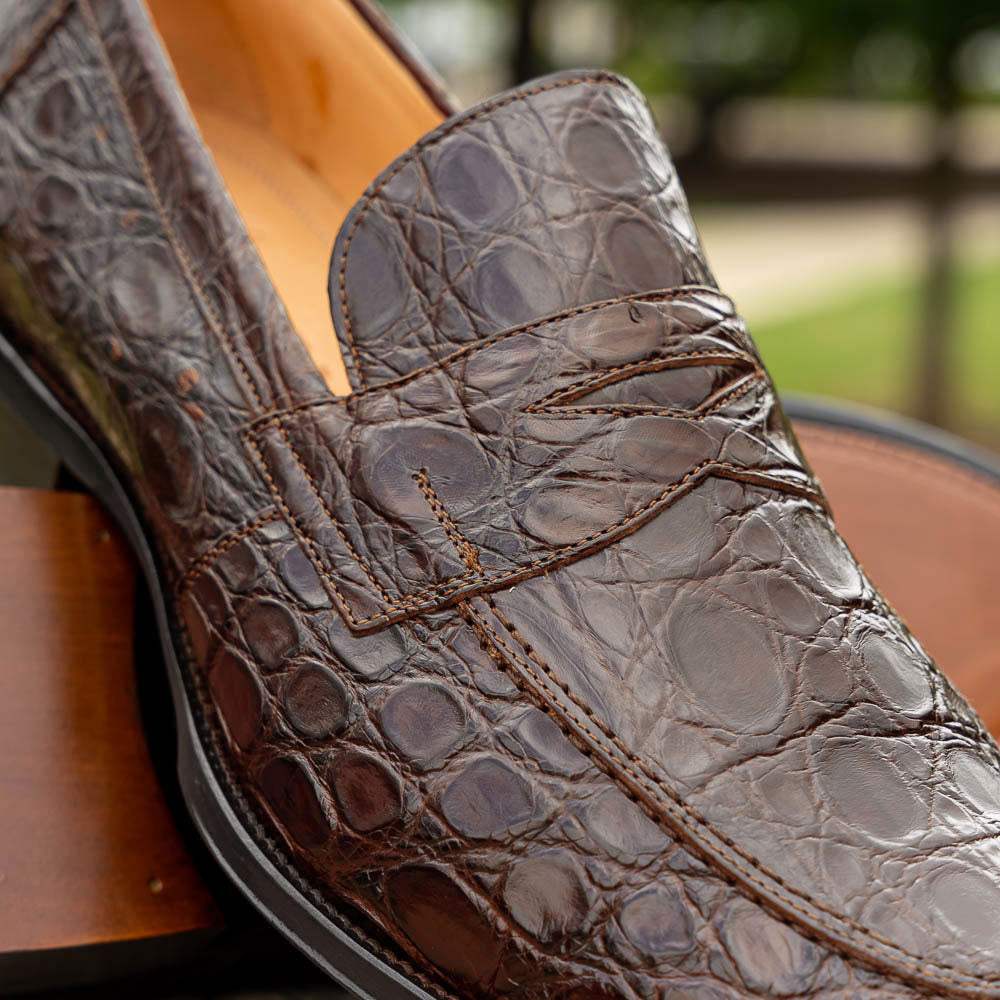 11-201-CGM ROMA Crocodile Penny Loafer, Cognac - Zelli Italia - Flyclothing LLC