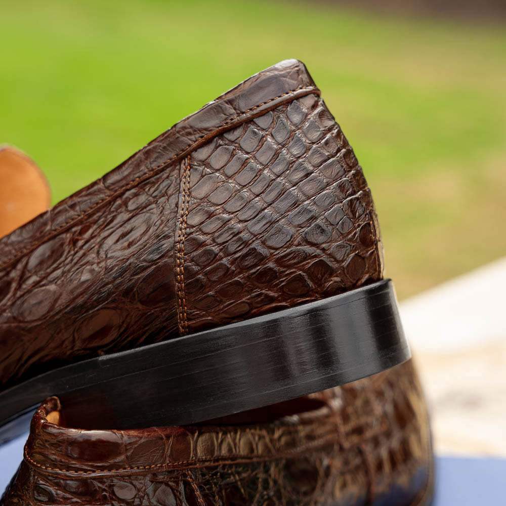 11-201-CGM ROMA Crocodile Penny Loafer, Cognac - Zelli Italia - Flyclothing LLC