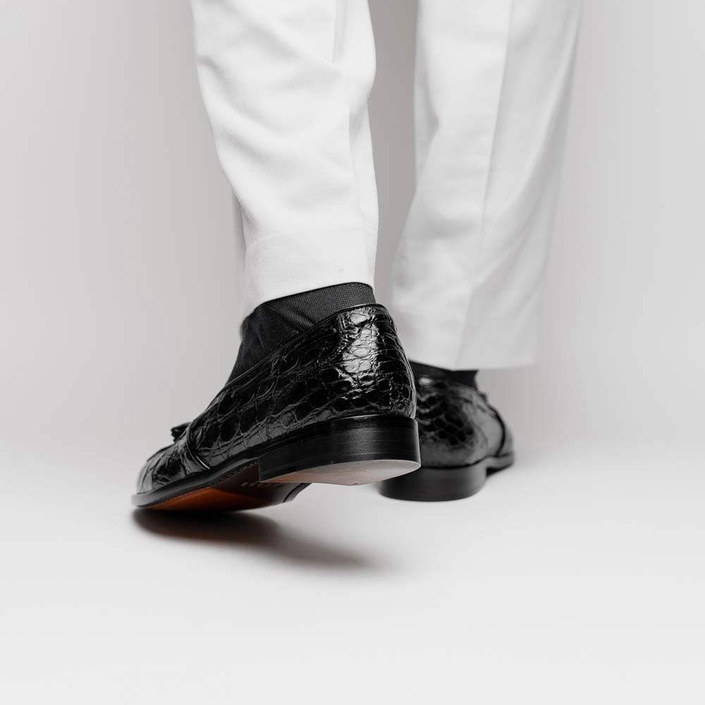 11-582-BLK FRANCO Crocodile Tassel Loafer, Black - Zelli Italia - Flyclothing LLC
