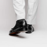 11-582-BLK FRANCO Crocodile Tassel Loafer, Black - Zelli Italia - Flyclothing LLC