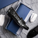 11-582-BLK FRANCO Crocodile Tassel Loafer, Black - Zelli Italia - Flyclothing LLC