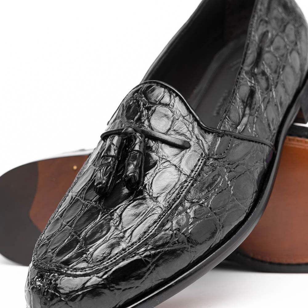 11-582-BLK FRANCO Crocodile Tassel Loafer, Black - Zelli Italia - Flyclothing LLC