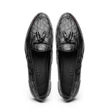 11-582-BLK FRANCO Crocodile Tassel Loafer, Black - Zelli Italia - Flyclothing LLC