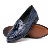 11-582-NVY FRANCO Crocodile Tassel Loafer, Navy - Zelli Italia - Flyclothing LLC