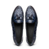 11-582-NVY FRANCO Crocodile Tassel Loafer, Navy - Zelli Italia - Flyclothing LLC
