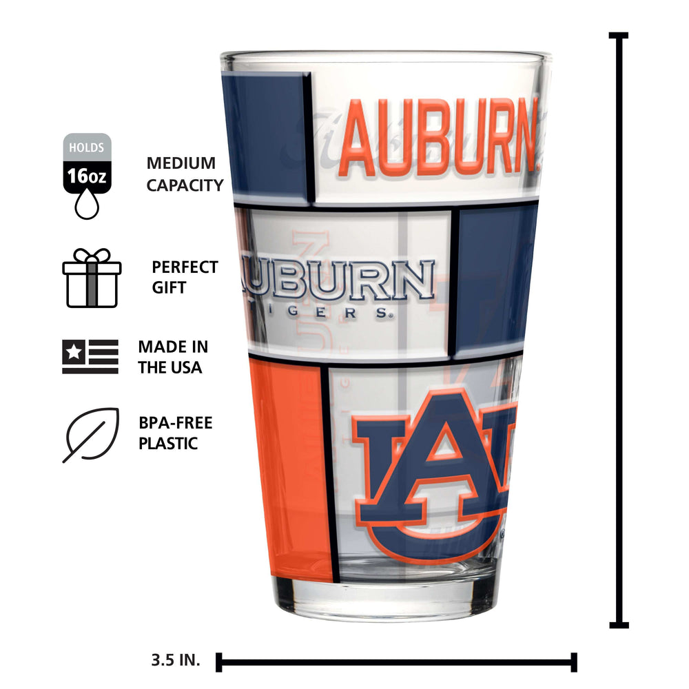 Auburn 16oz Quilted Stained Pint Glass - Logo Brands - Flyclothing LLC