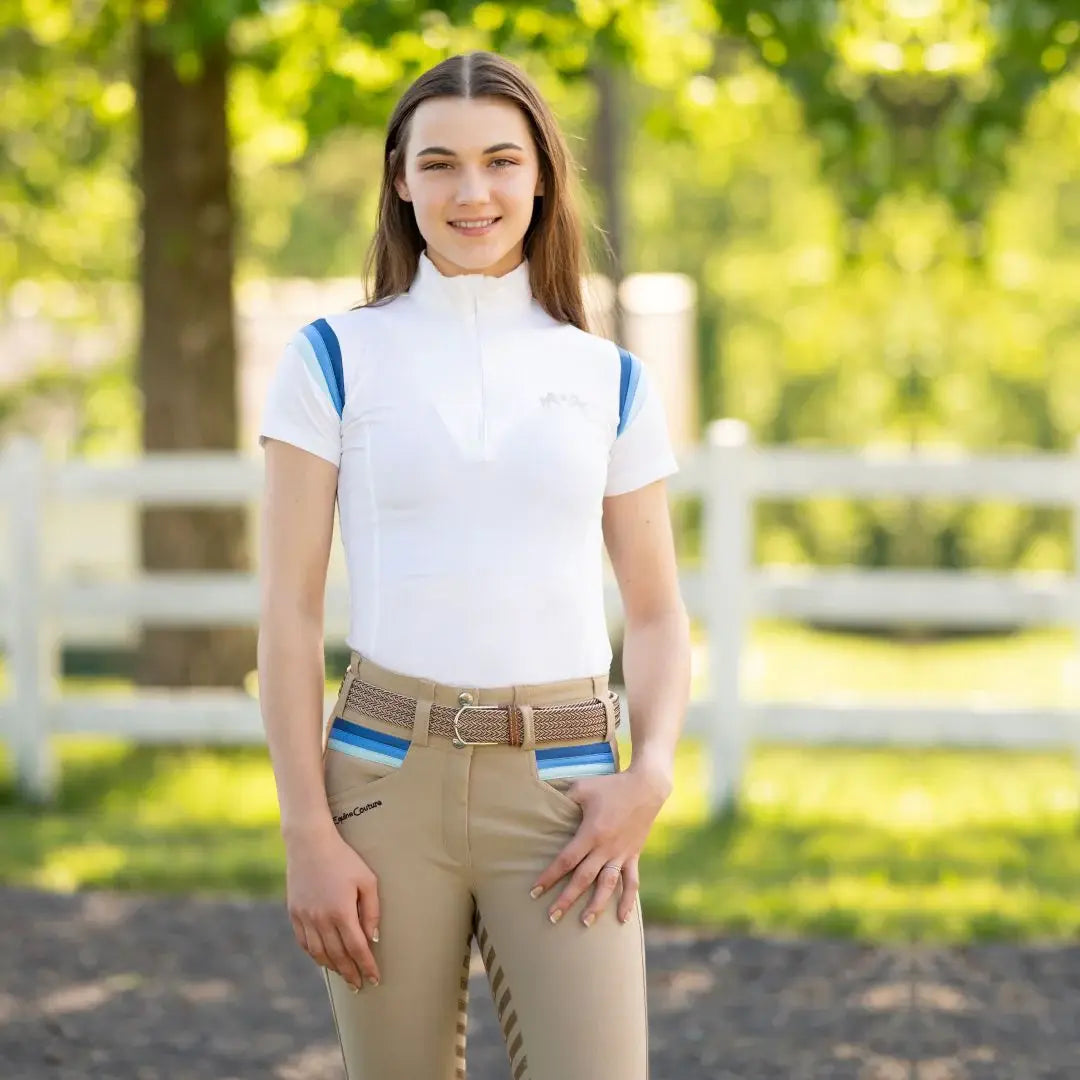 Equine Couture Gradient Short Sleeve Show Shirt w/ Arm Stripes - Breeches.com - Flyclothing LLC