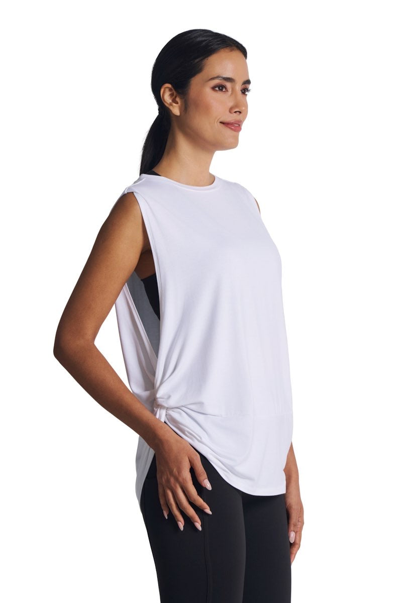 Women's Supine Twist Yoga Tank | White