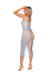 Elegant Moments Dotted mesh gown with embroidered bodice, underwire cups, V wire, keyhole front detail, adjustable straps, hook and eye back closure - Elegant Moments - Flyclothing LLC