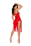 Elegant Moments Lace Gown With Mesh Side Slits Underwire Cups Adjustable Straps And Hook And Eye Back Closure Matching G-string Included - Elegant Moments - Flyclothing LLC
