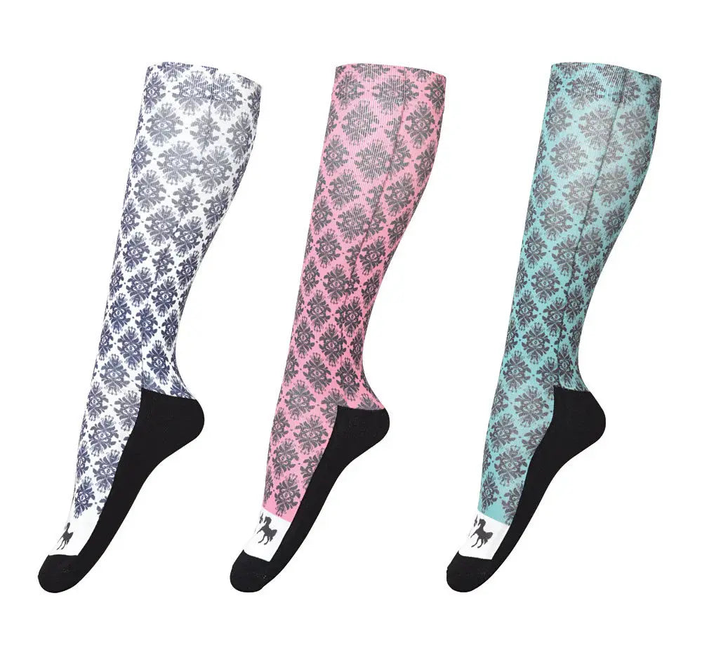 Equine Couture Ladies Tara Technical Padded Knee Hi Boot Socks - 3 Pack - Breeches.com - Flyclothing LLC