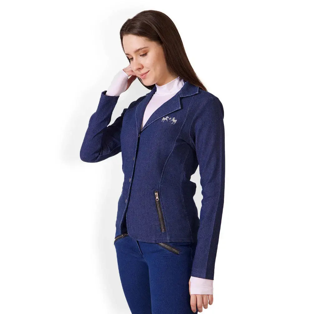 Equine Couture Ladies Denim and Diamonds Stretch Show Coat - Breeches.com - Flyclothing LLC