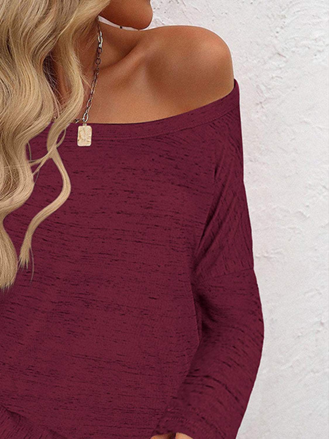 Full Size Heathered Long Sleeve Top - Trendsi - Flyclothing LLC