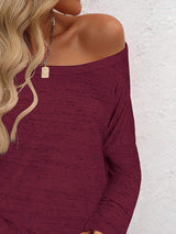 Full Size Heathered Long Sleeve Top - Trendsi - Flyclothing LLC