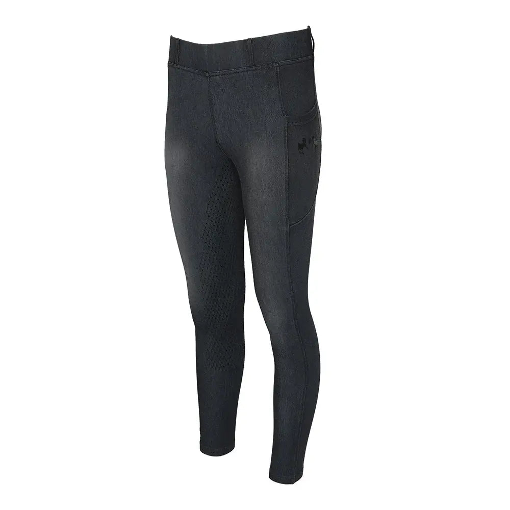 Equine Couture Ladies Denim Full Seat Silicon Tights with Phone Pocket - Breeches.com - Flyclothing LLC