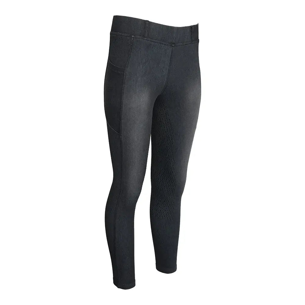 Equine Couture Ladies Denim Full Seat Silicon Tights with Phone Pocket - Breeches.com - Flyclothing LLC