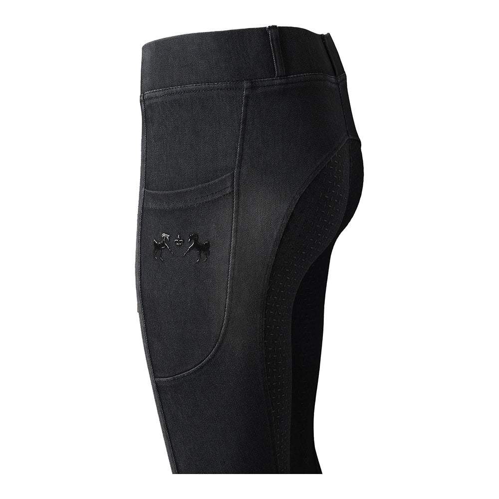 Equine Couture Ladies Denim Full Seat Silicon Tights with Phone Pocket - Breeches.com - Flyclothing LLC