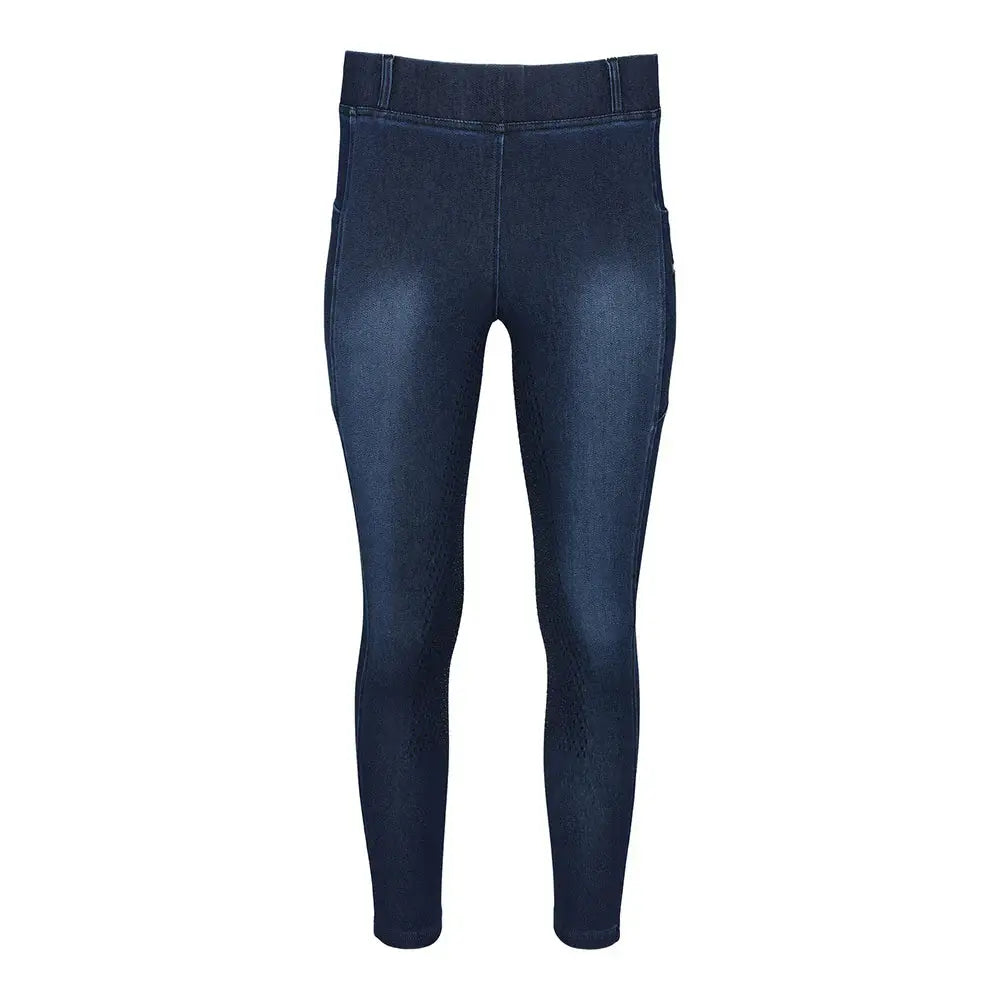 Equine Couture Ladies Denim Full Seat Silicon Tights with Phone Pocket - Breeches.com - Flyclothing LLC