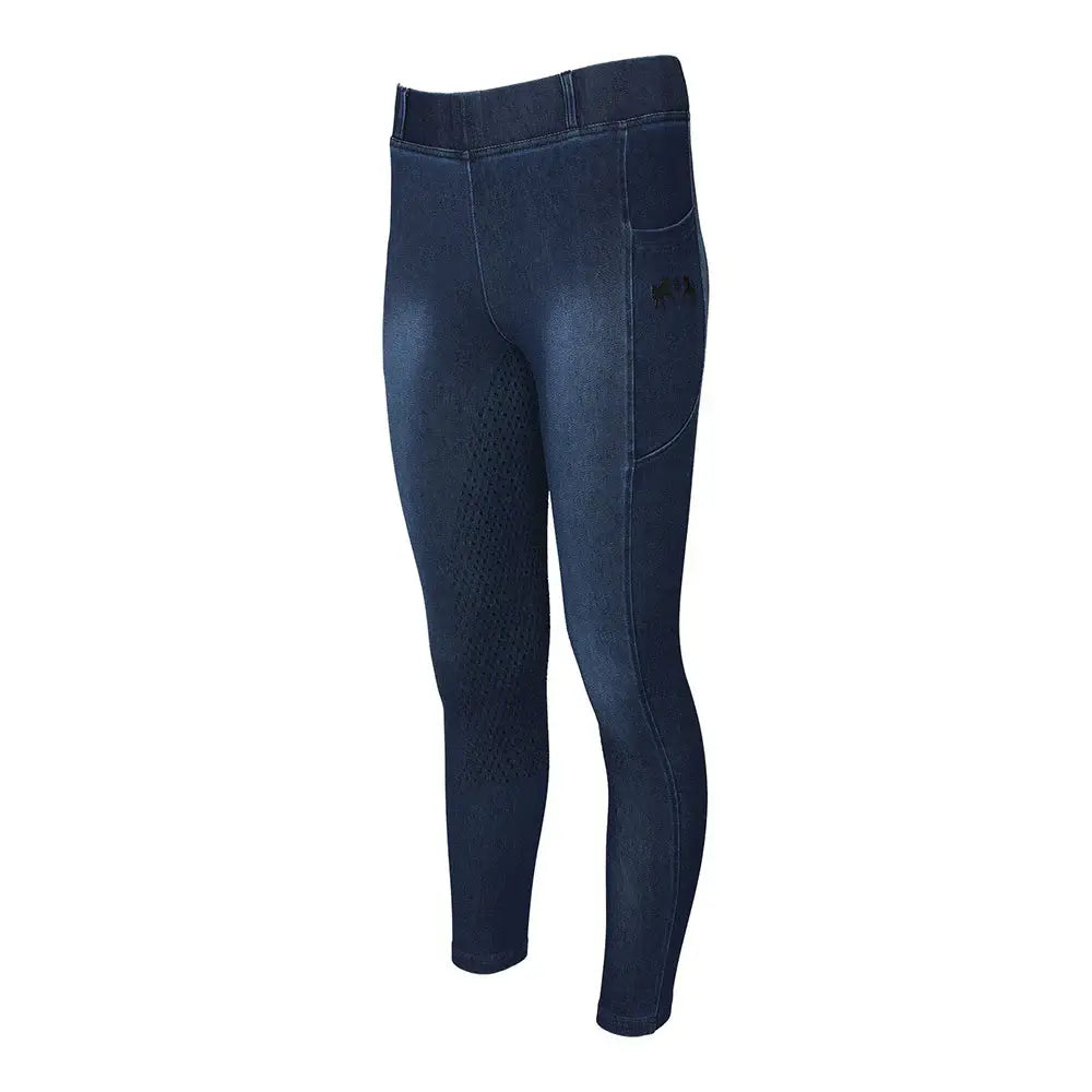 Equine Couture Ladies Denim Full Seat Silicon Tights with Phone Pocket - Breeches.com - Flyclothing LLC