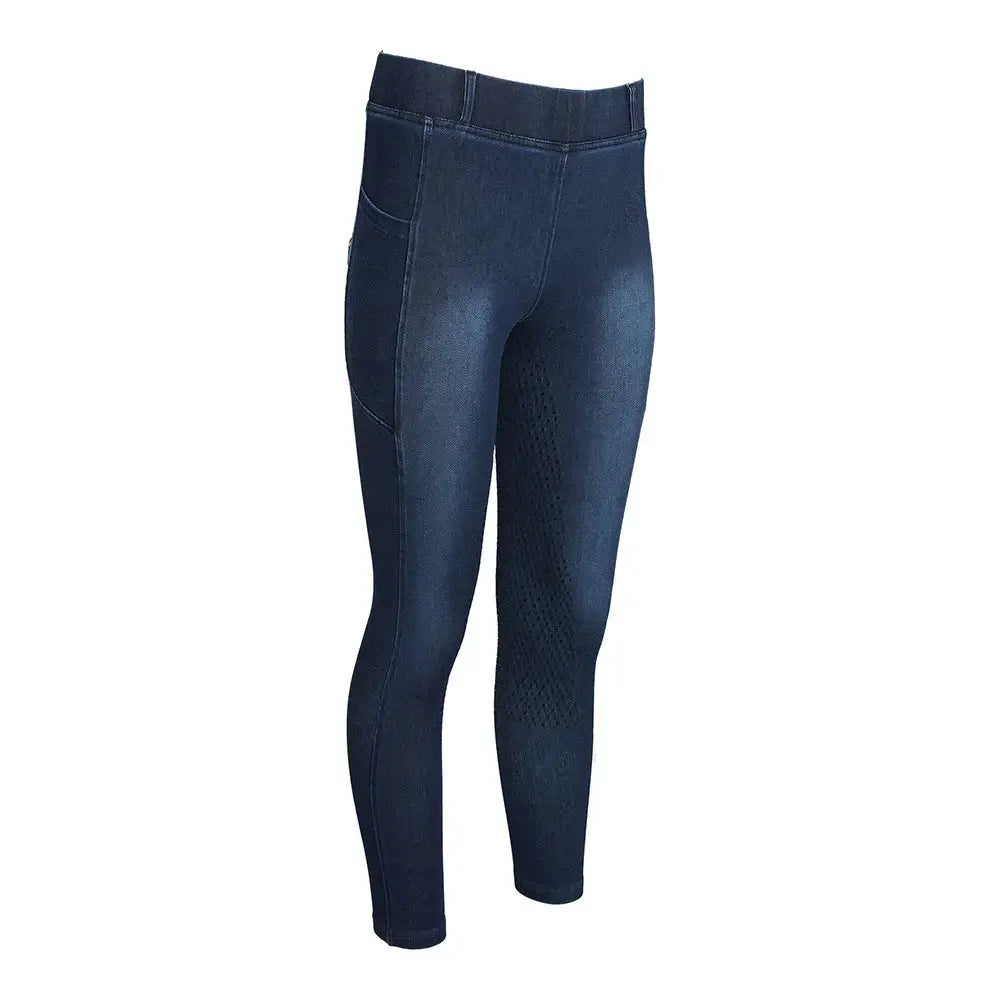 Equine Couture Ladies Denim Full Seat Silicon Tights with Phone Pocket - Breeches.com - Flyclothing LLC