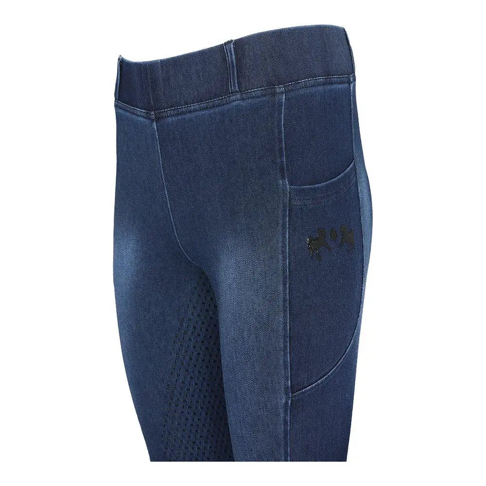 Equine Couture Ladies Denim Full Seat Silicon Tights with Phone Pocket - Breeches.com - Flyclothing LLC