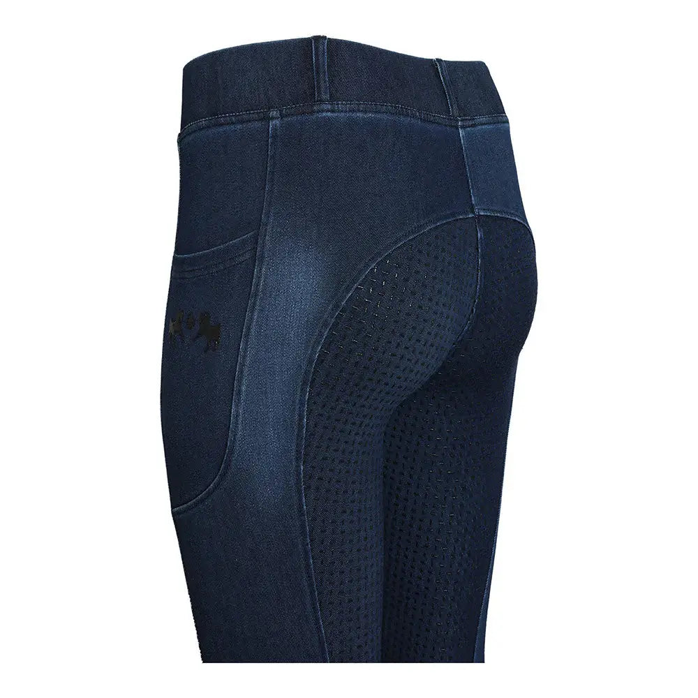 Equine Couture Ladies Denim Full Seat Silicon Tights with Phone Pocket - Breeches.com - Flyclothing LLC