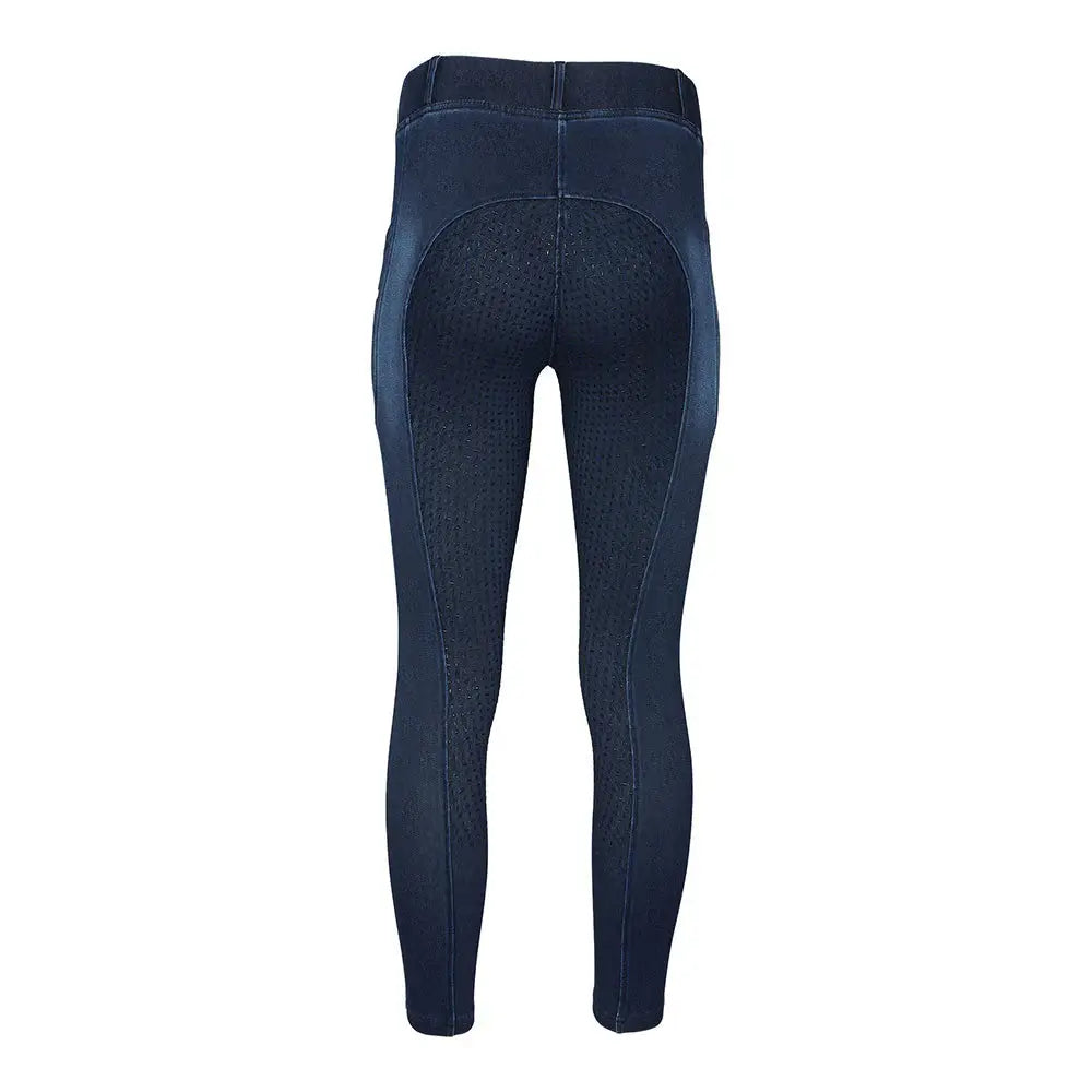 Equine Couture Ladies Denim Full Seat Silicon Tights with Phone Pocket - Breeches.com - Flyclothing LLC