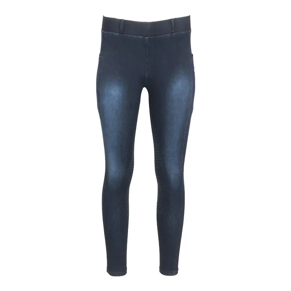 Equine Couture Ladies Denim Full Seat Silicon Tights with Phone Pocket - Breeches.com - Flyclothing LLC