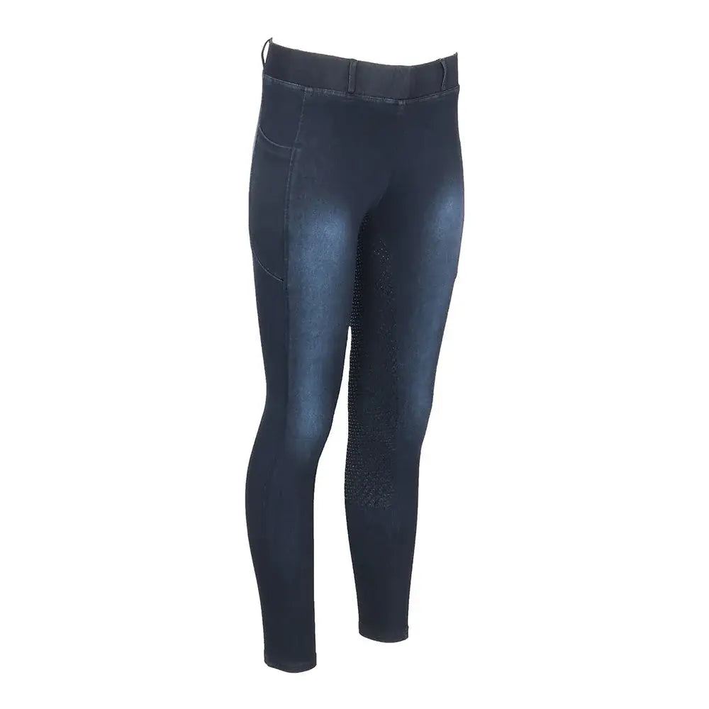 Equine Couture Ladies Denim Full Seat Silicon Tights with Phone Pocket - Breeches.com - Flyclothing LLC